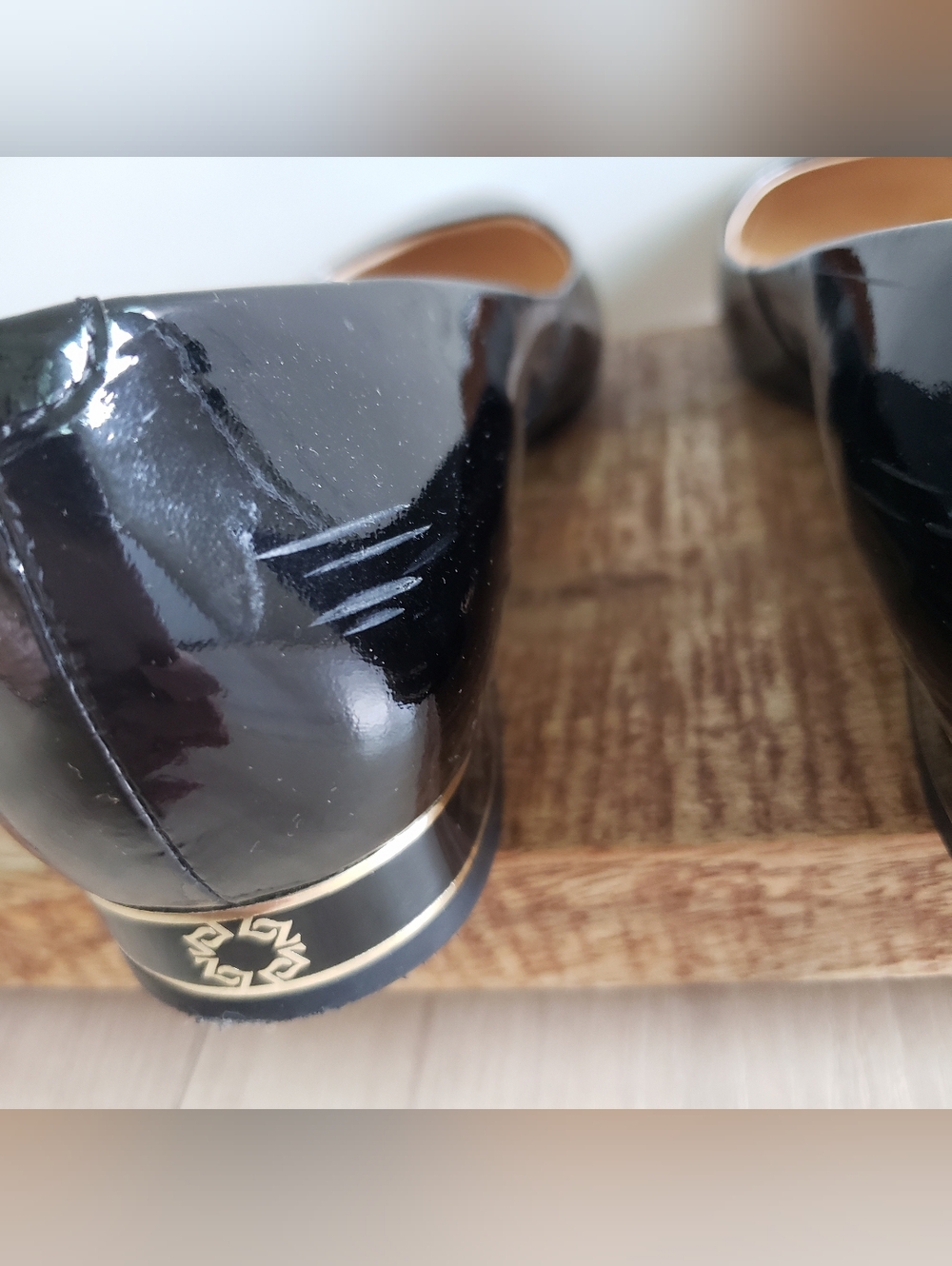Carlo Pazolini Italian Flats Patent Black Low Heel Ballet Slips Gold Trim Sz 36 - Picture 10 of 11